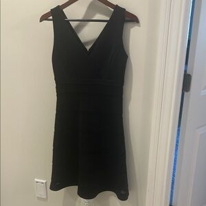 Neiman Marcus Black V-Neck Mini Dress